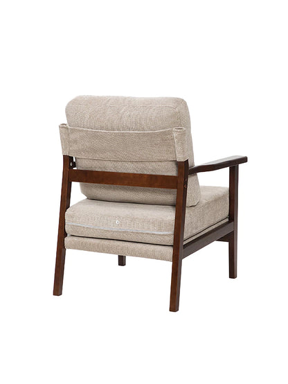 Sillón Niko Chenille Taupe Base Walnut