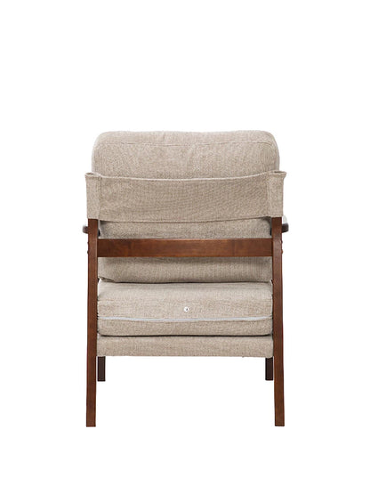 Sillón Niko Chenille Taupe Base Walnut