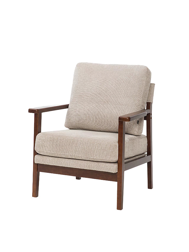 Sillón Niko Chenille Taupe Base Walnut