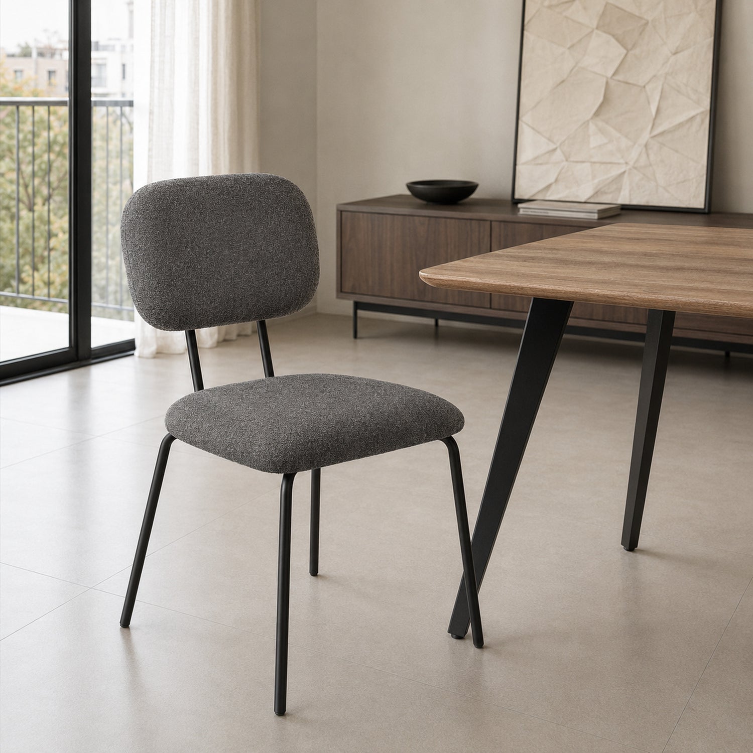 Silla Denver Gris Oscuro Base Negra