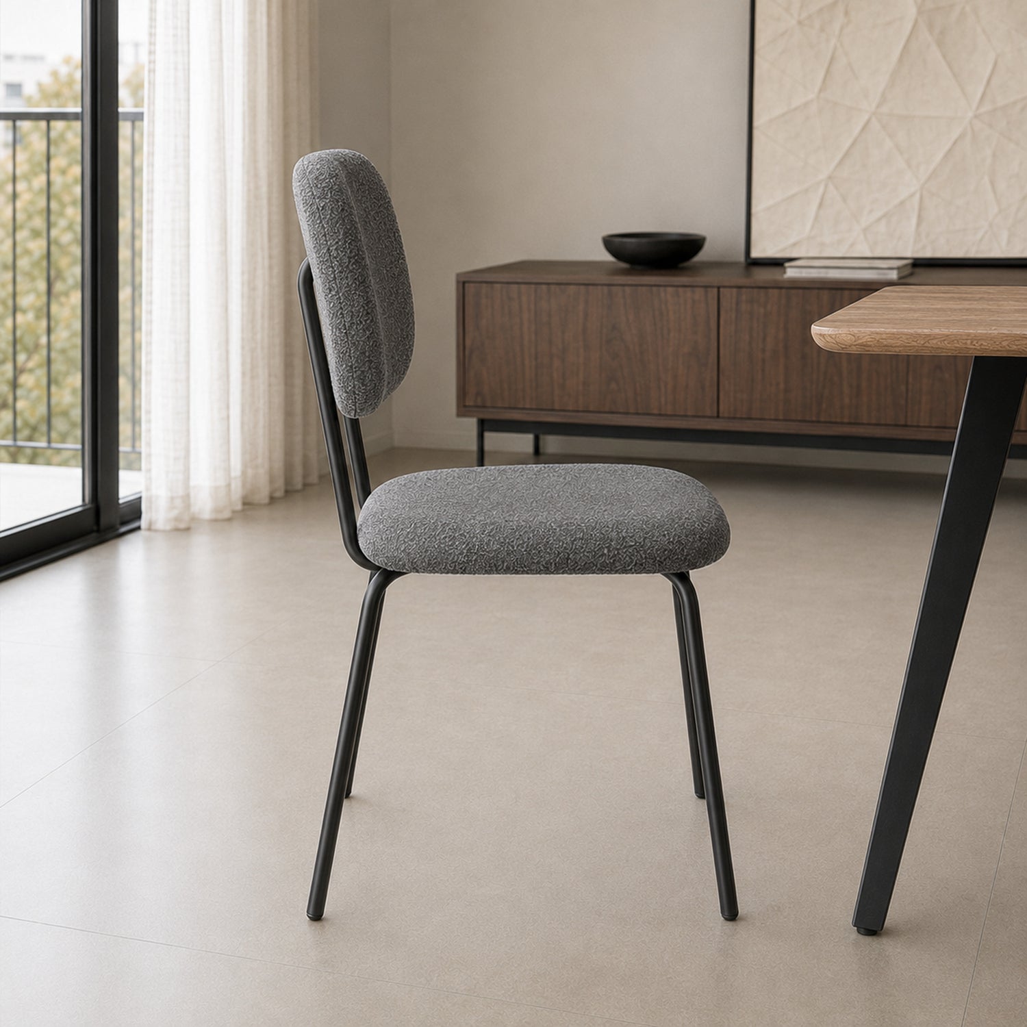 Silla Denver Gris Oscuro Base Negra