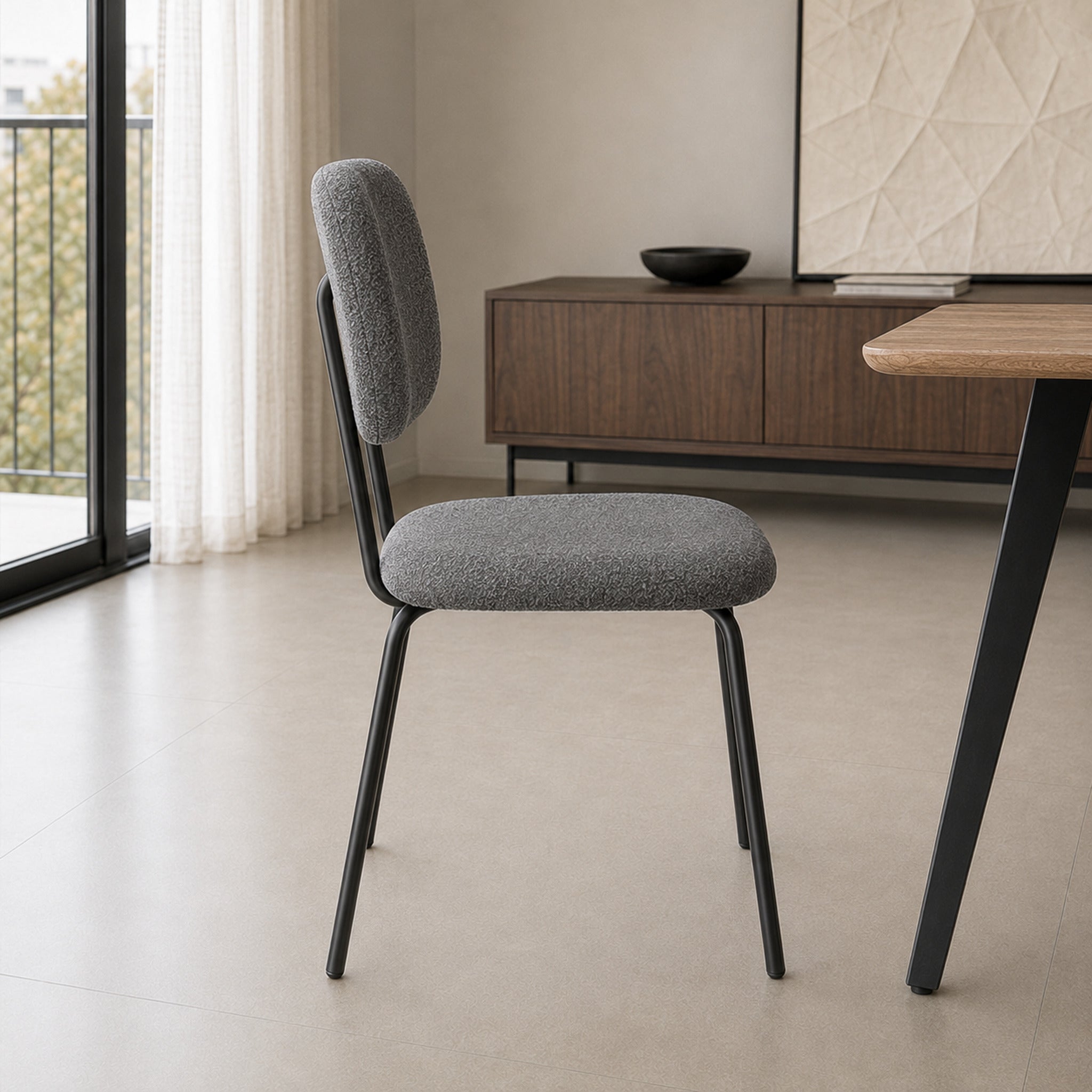 Silla Denver Gris Oscuro Base Negra