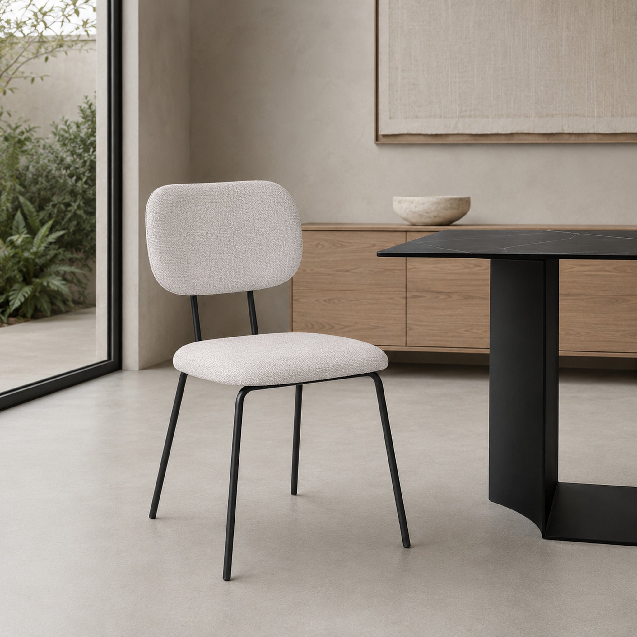 Silla Denver Chenille Gris Base Negra