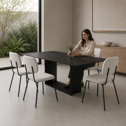 Silla Denver Chenille Gris Base Negra