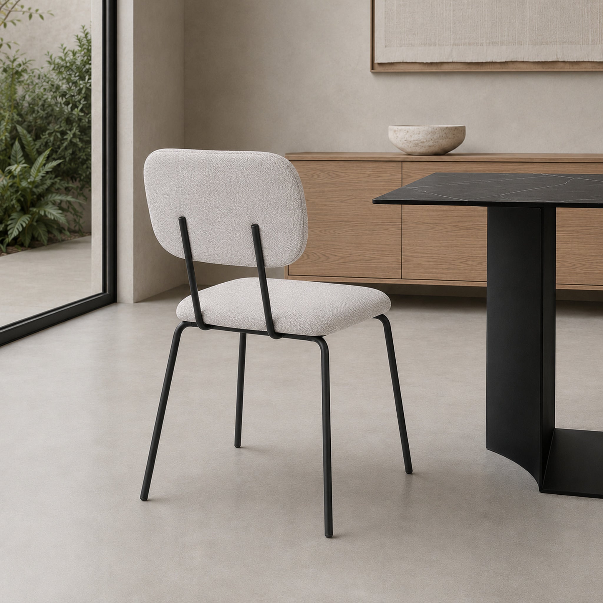 Silla Denver Chenille Gris Base Negra