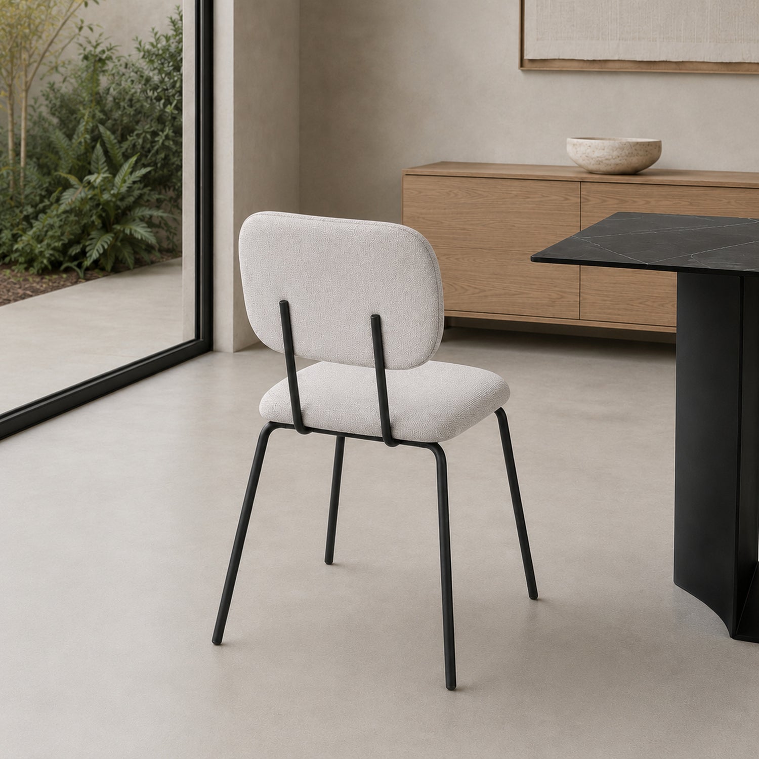 Silla Denver Chenille Gris Base Negra