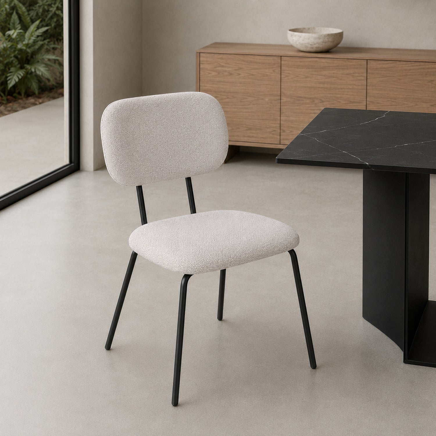 Silla Denver Chenille Gris Base Negra