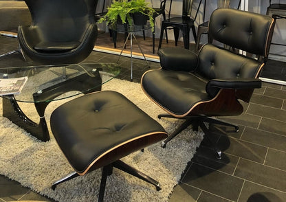 Sillón Lyra RoseWood &amp; Black con Ottomano