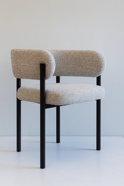 Silla Carly Chenille Gris Base Negra