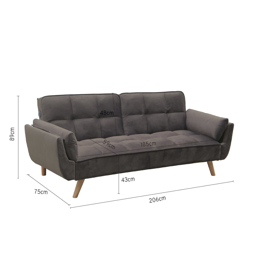 Sofa Bed Violetta Pana USB Dark Grey