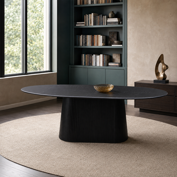 Mesa Salva Black Marquina Base Negra