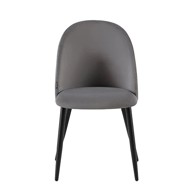 Silla Livia Lisa Gris Claro Pana Base Negra