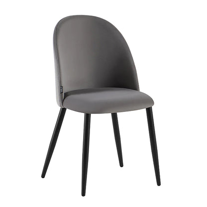 Silla Livia Lisa Gris Claro Pana Base Negra