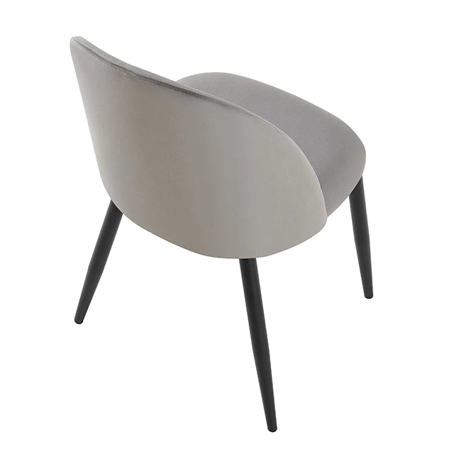 Silla Livia Lisa Gris Claro Pana Base Negra