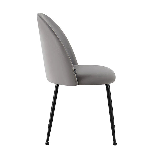 Silla Venecia Lisa Gris Claro Pana Base Negra