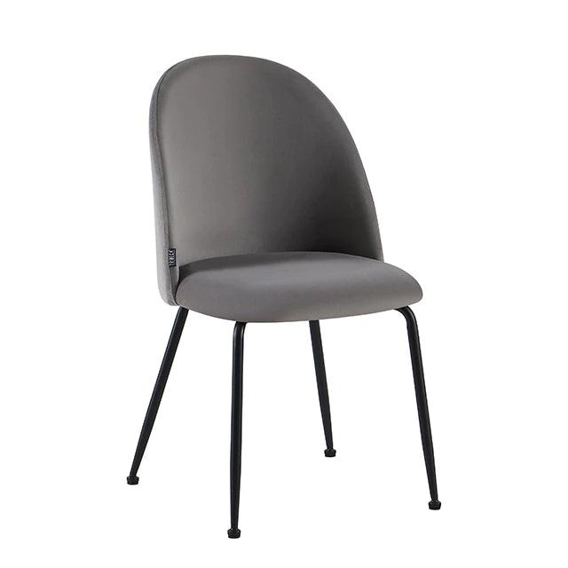 Silla Venecia Lisa Gris Claro Pana Base Negra