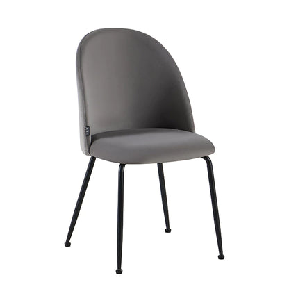 Silla Venecia Lisa Gris Claro Pana Base Negra