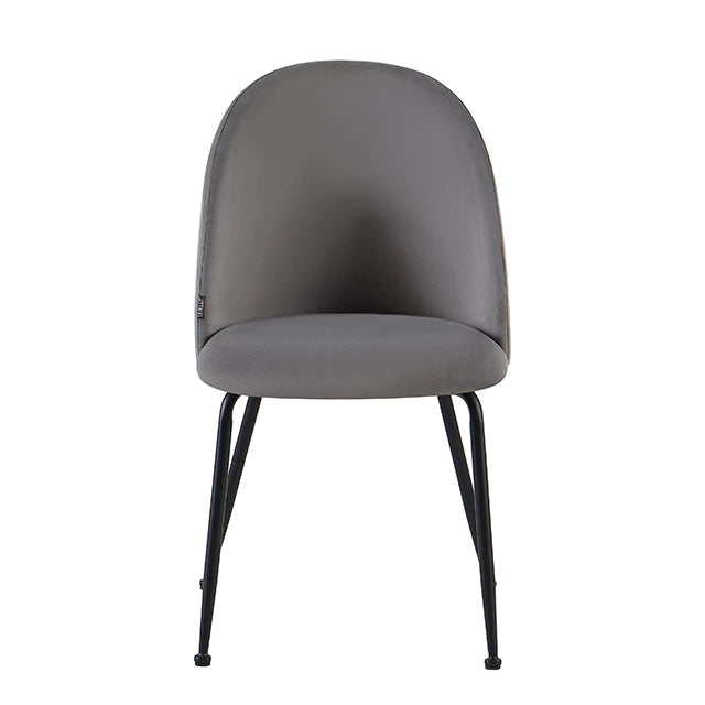 Silla Venecia Lisa Gris Claro Pana Base Negra