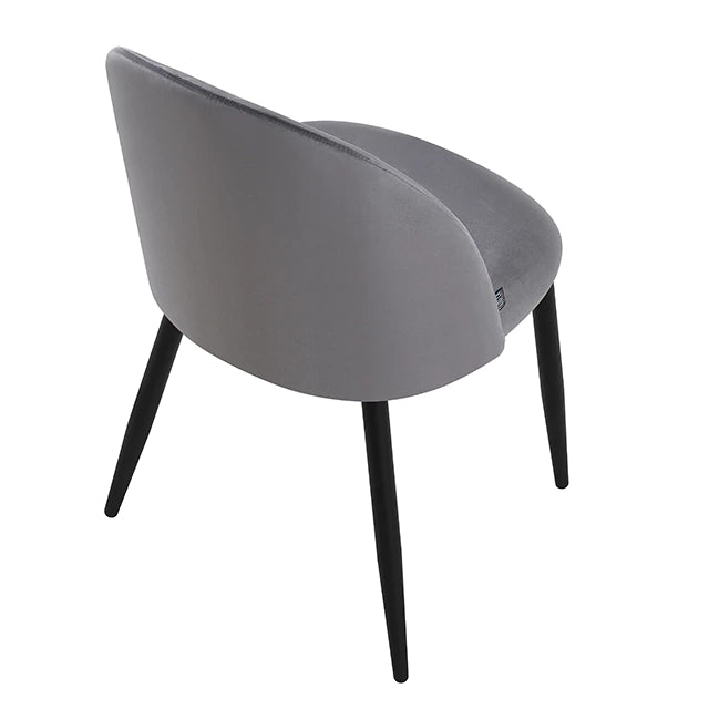 Silla Livia Lisa Gris Oscuro Pana Base Negra