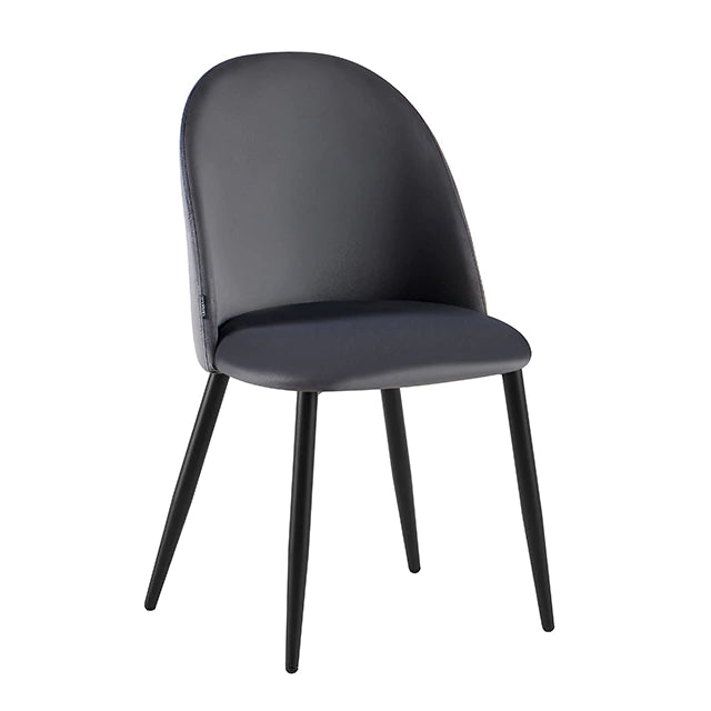 Silla Livia Lisa Gris Oscuro Pana Base Negra