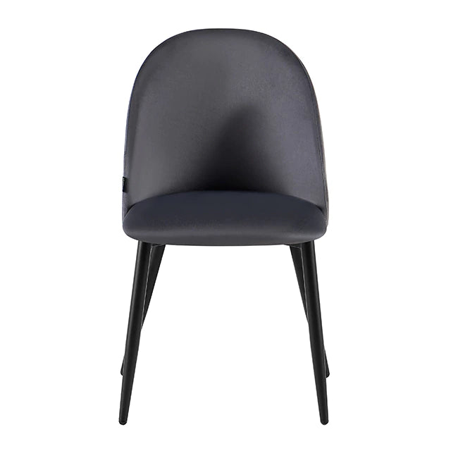 Silla Livia Lisa Gris Oscuro Pana Base Negra