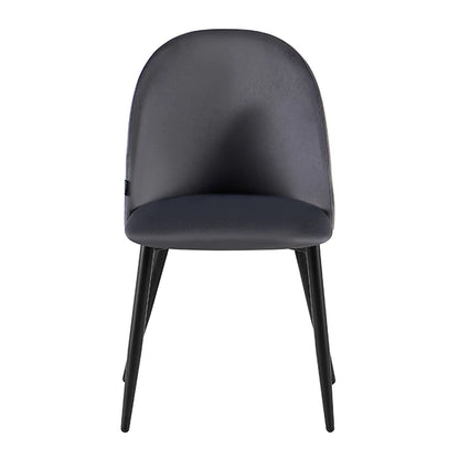 Silla Livia Lisa Gris Oscuro Pana Base Negra