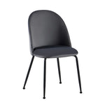 Silla Venecia Lisa Gris Oscuro Pana Base Negra