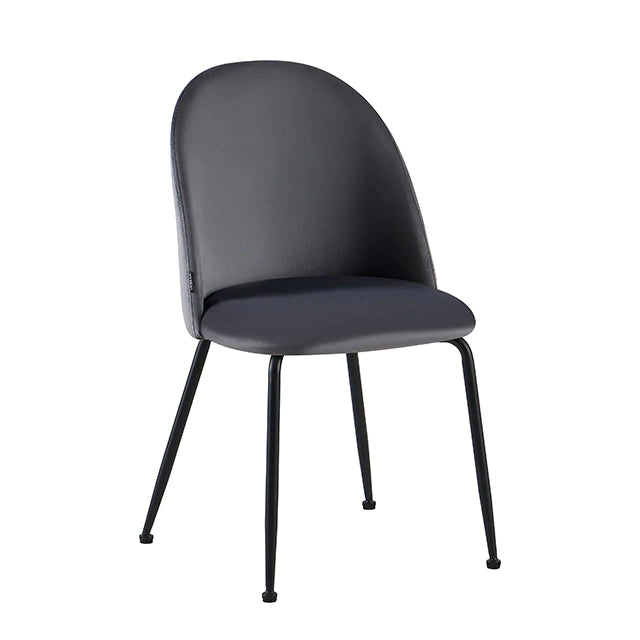 Silla Venecia Lisa Gris Oscuro Pana Base Negra