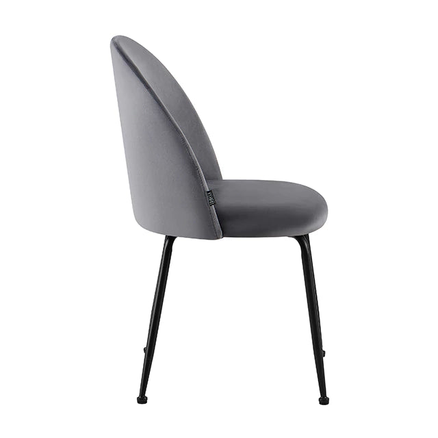 Silla Venecia Lisa Gris Oscuro Pana Base Negra