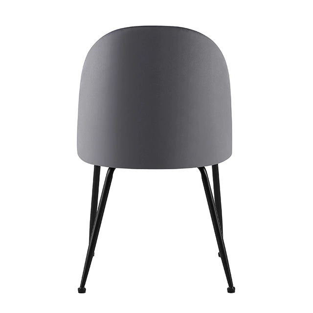 Silla Venecia Lisa Gris Oscuro Pana Base Negra