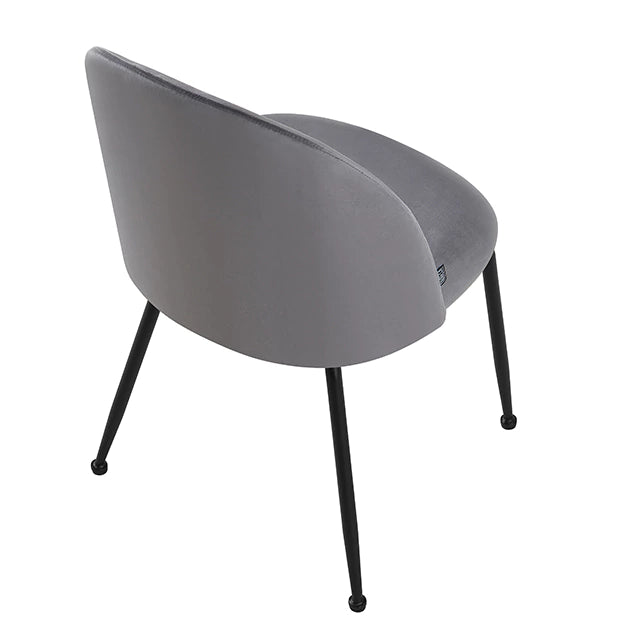 Silla Venecia Lisa Gris Oscuro Pana Base Negra