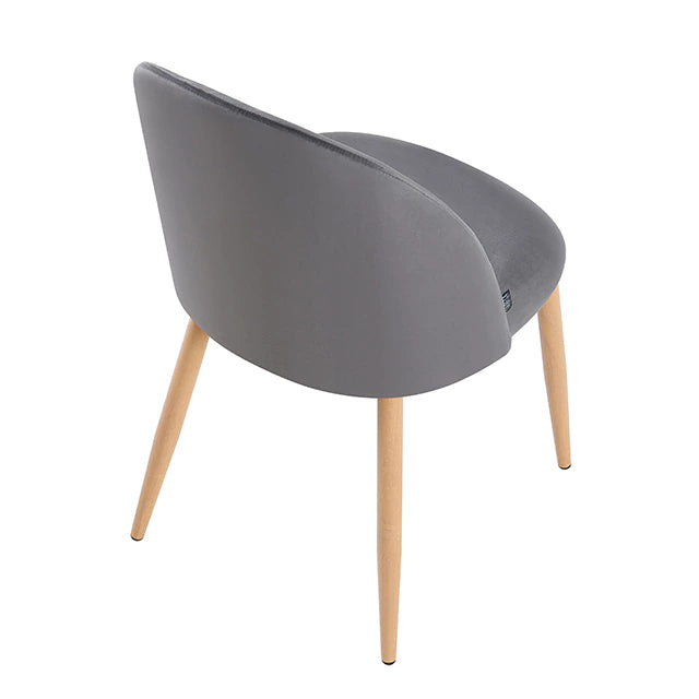 Silla Livia Lisa Gris Oscuro Pana Base Natural