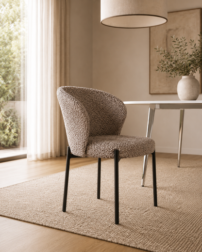 Silla Elira Boucle Taupe Base Negra