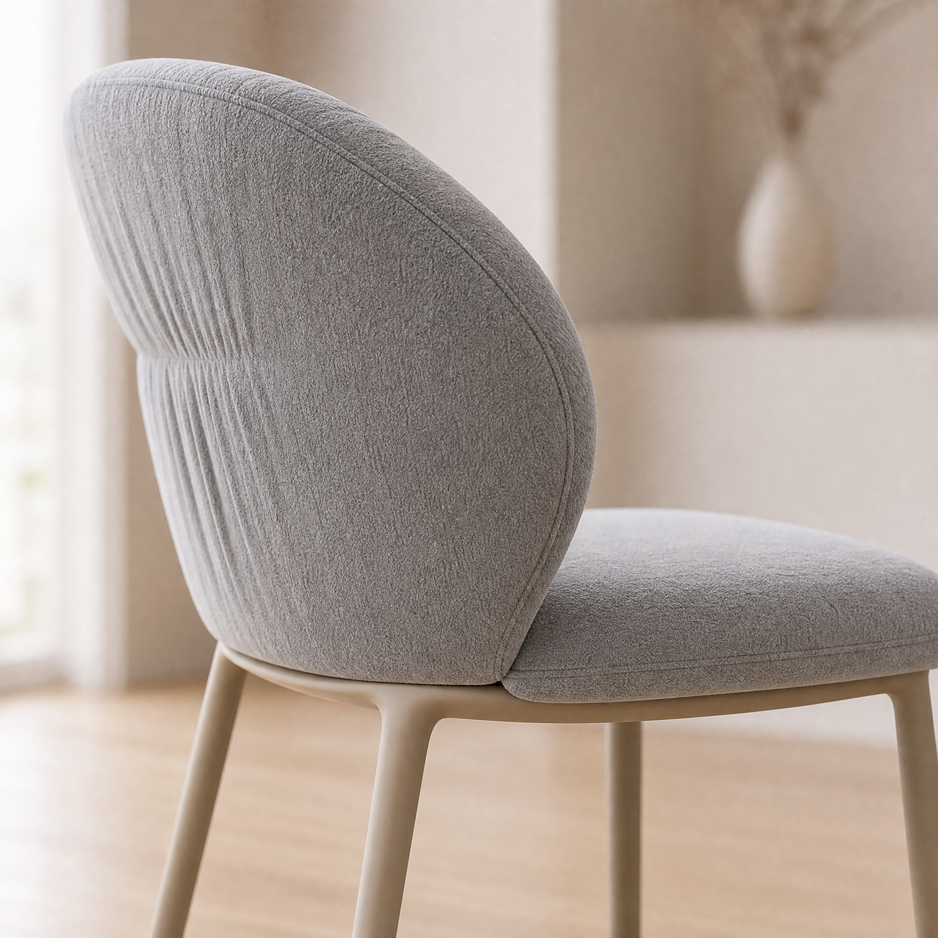 Silla Bristol Chenille Gris Base Capuccino