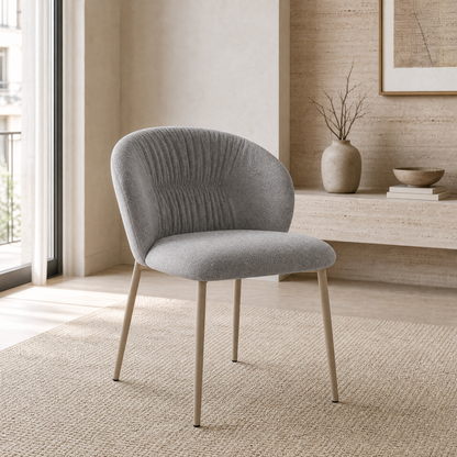 Silla Bristol Chenille Gris Base Capuccino