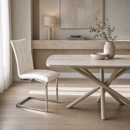 Silla Calia Ecocuero Blanca Base Cromo