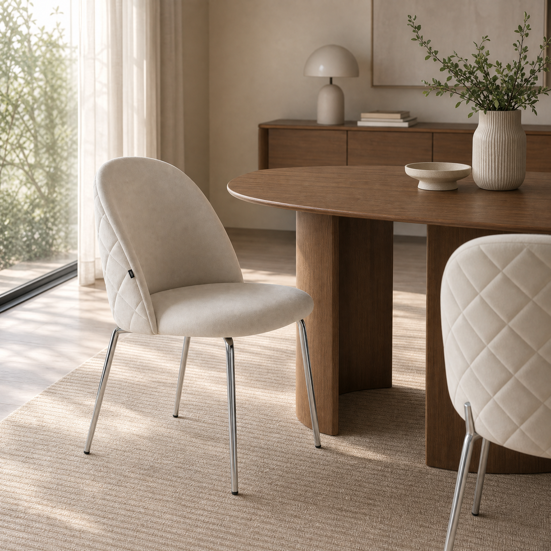 Silla Catania Pana Taupe Base Cromo