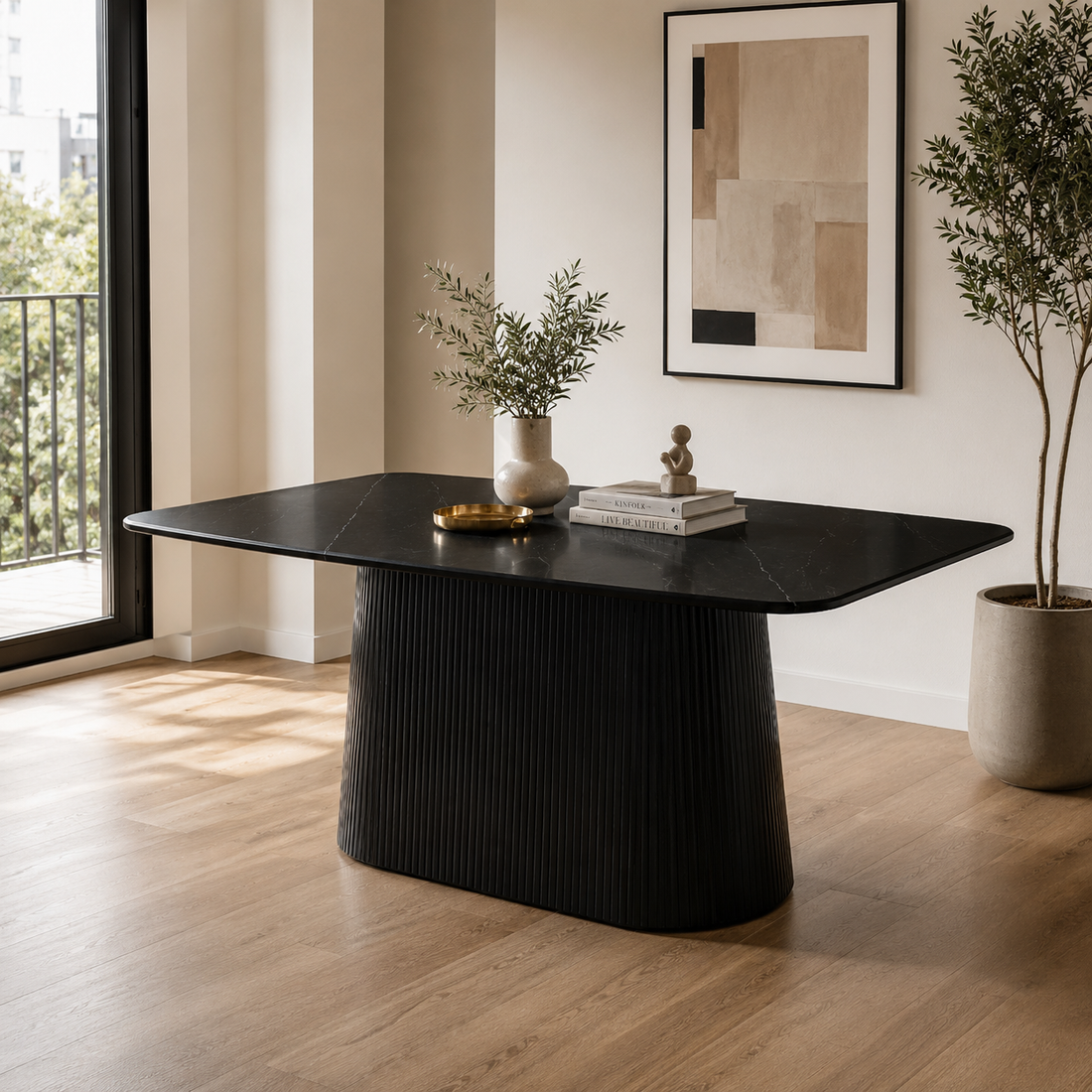 Mesa Tancah Black Marquina Base Negra