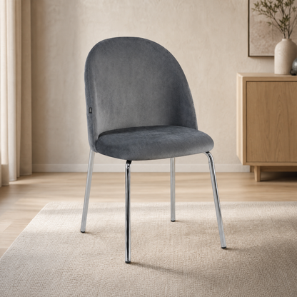 Silla Catania Pana Gris Oscuro Base Cromo