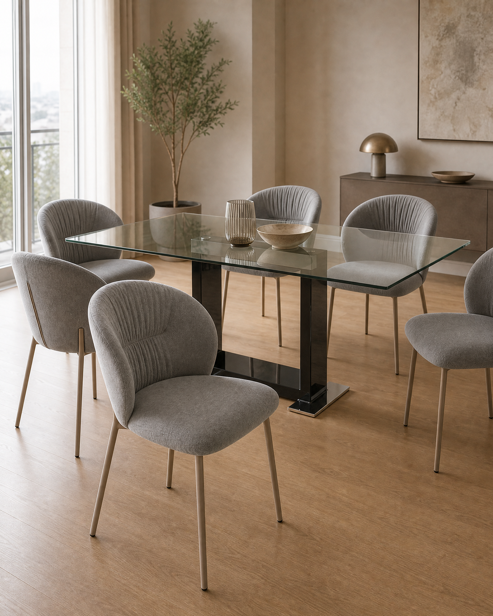 Silla Bristol Chenille Gris con Mesa Filadelfia activa Zagliari