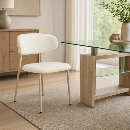 Silla Zuno Off White Chenille Base Capuccino