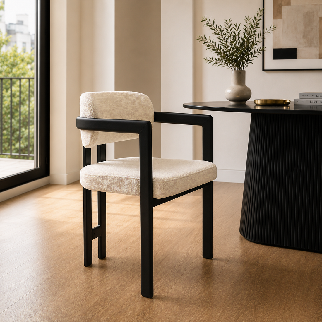 Silla Besaya Beige Base Negra