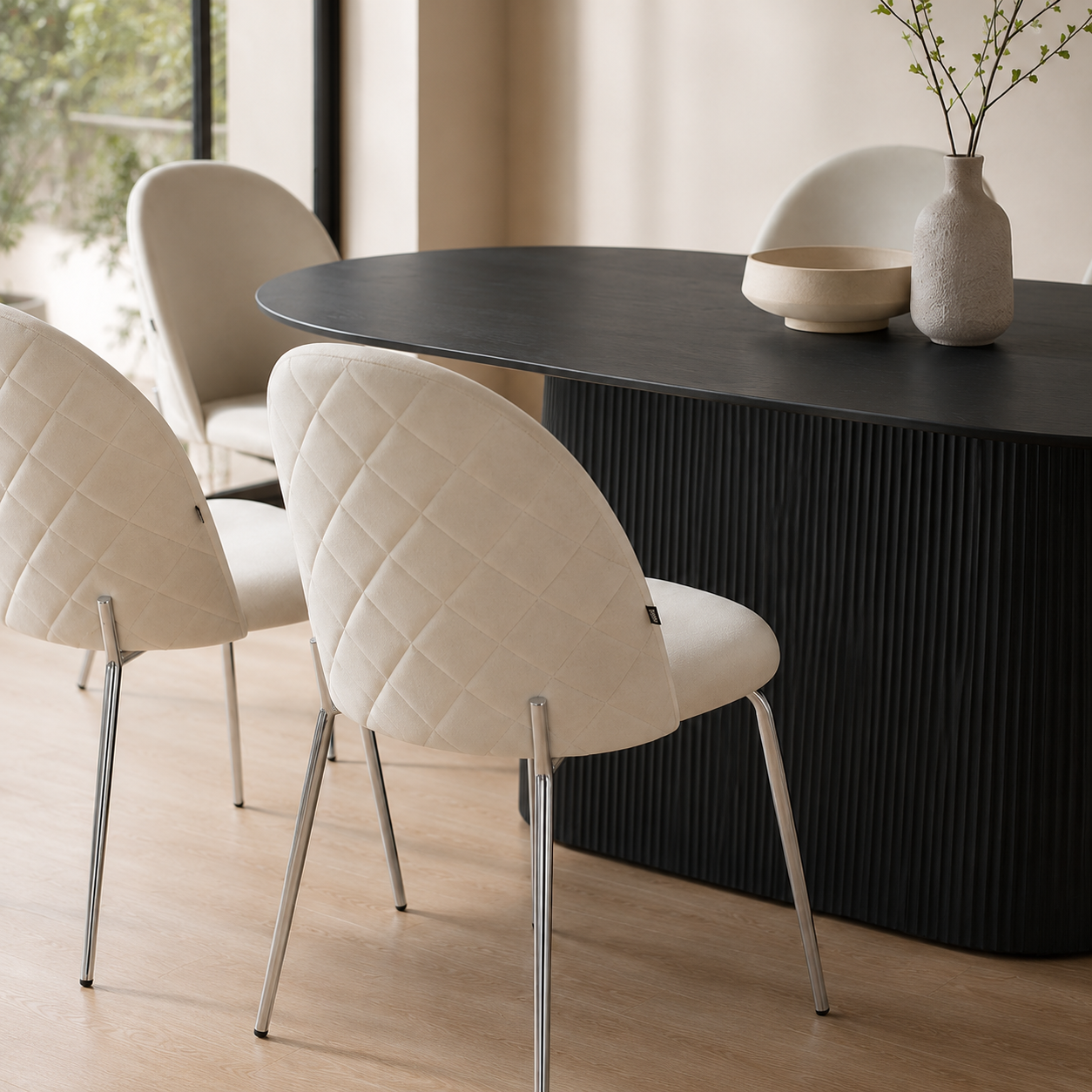 Silla Catania Pana Taupe Base Cromo