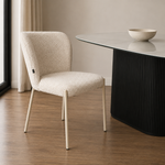 Silla Elea Gris Claro Chenille Base Capuccino