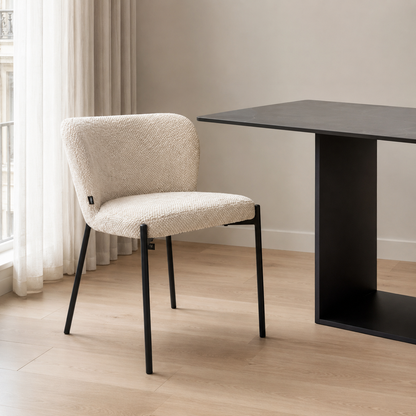 Silla Elea Gris Claro Chenille Base Negra