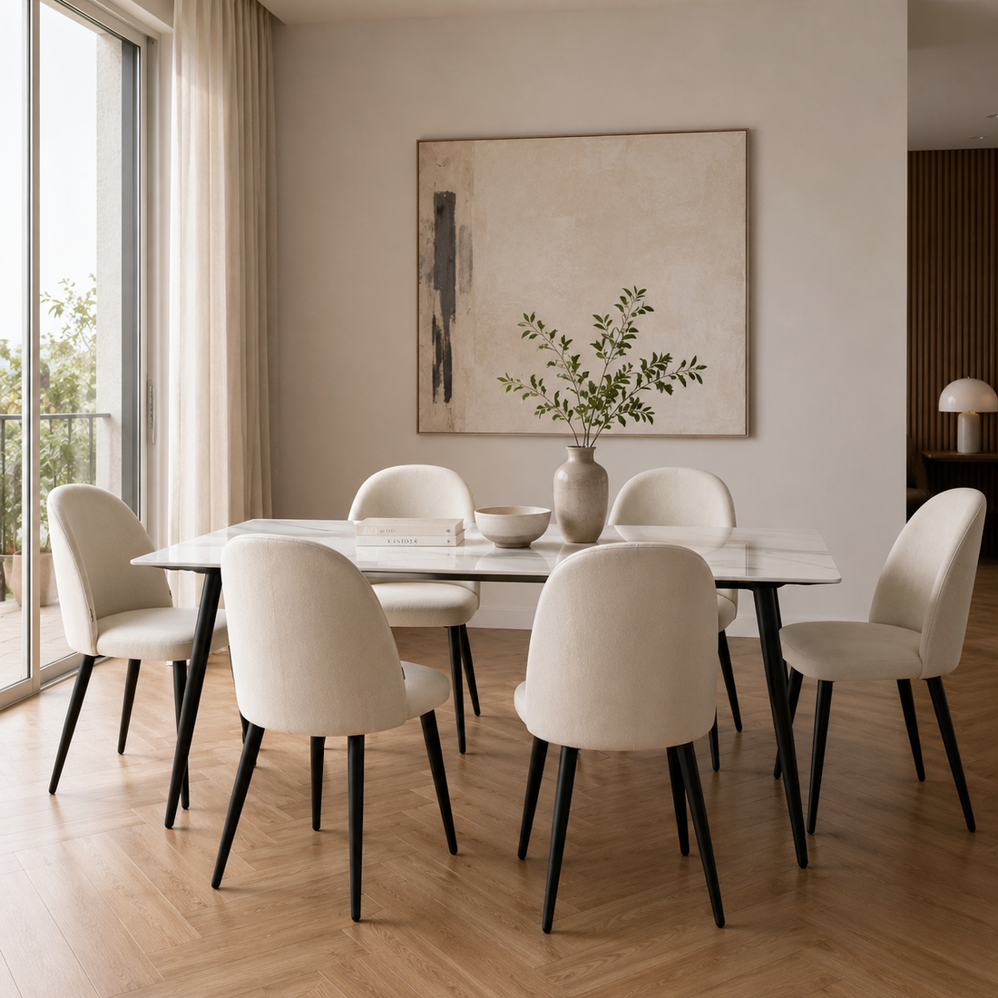 Silla Livia Lisa Beige Pana Base Negra