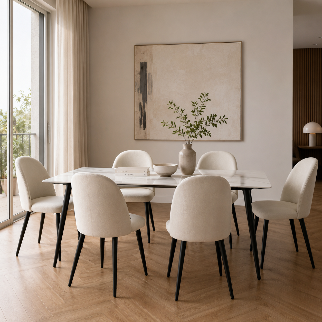 Silla Livia Lisa Beige Pana Base Negra