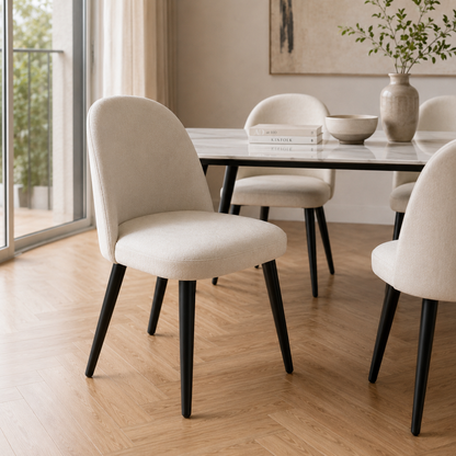Silla Livia Lisa Beige Pana Base Negra