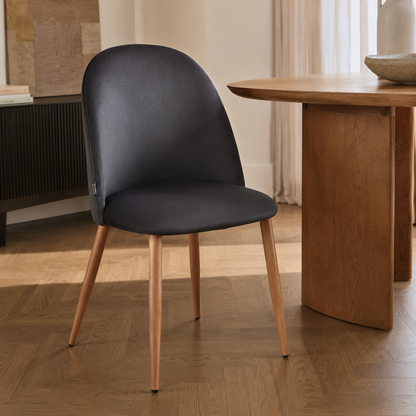 Silla Livia Lisa Gris Oscuro Pana Base Natural