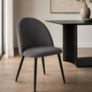 Silla Livia Lisa Gris Oscuro Pana Base Negra